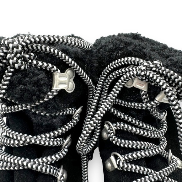 Splendid Yvette Suede Faux Shearling Trim Lace Up Booties, Black, Size 7M - Picture 5 of 12